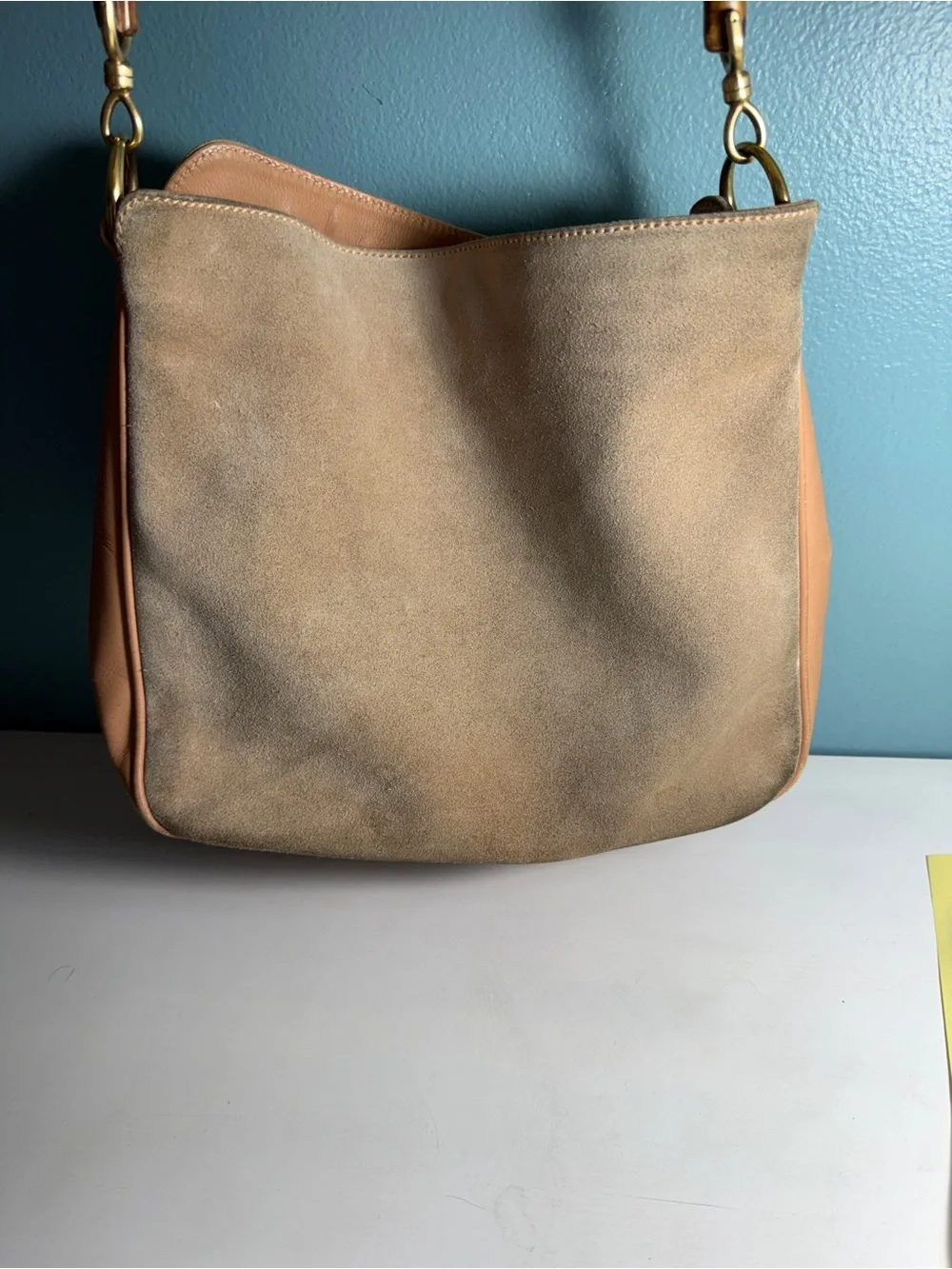 Vintage Tom Ford for Gucci Suede Bamboo 2-Way Hobo Bag - Tan - Entrupy Certified